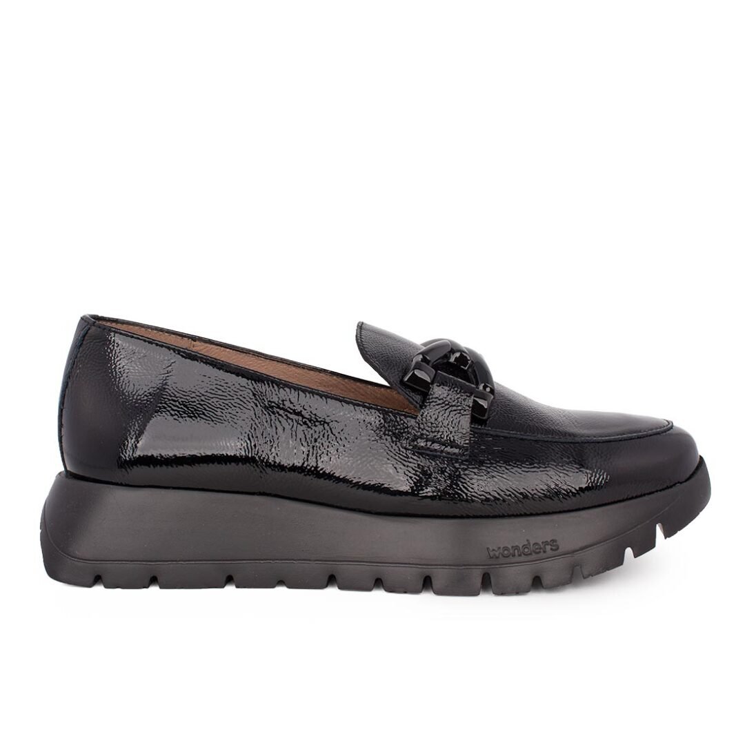 WONDERS ΓΥΝΑΙΚΕΙΑ ΔΕΡΜΑΤΙΝΑ LOAFERS A-2474 BLACK LACK
