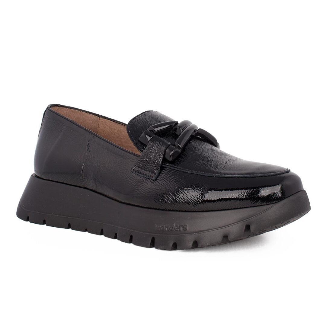WONDERS ΓΥΝΑΙΚΕΙΑ ΔΕΡΜΑΤΙΝΑ LOAFERS A-2474 BLACK LACK - Image 2