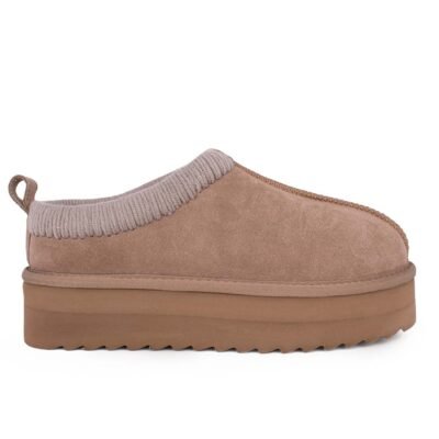 COLORS OF CALIFORNIA ΓΥΝΑΙΚΕΙΑ ΔΕΡΜΑΤΙΝΑ ΧΕΙΜΕΡΙΝΑ SLIPPERS YWPLA13 TAUPE SUEDE