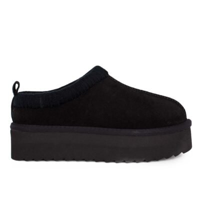 COLORS OF CALIFORNIA ΓΥΝΑΙΚΕΙΑ ΔΕΡΜΑΤΙΝΑ ΧΕΙΜΕΡΙΝΑ SLIPPERS YWPLA13 BLACK SUEDE