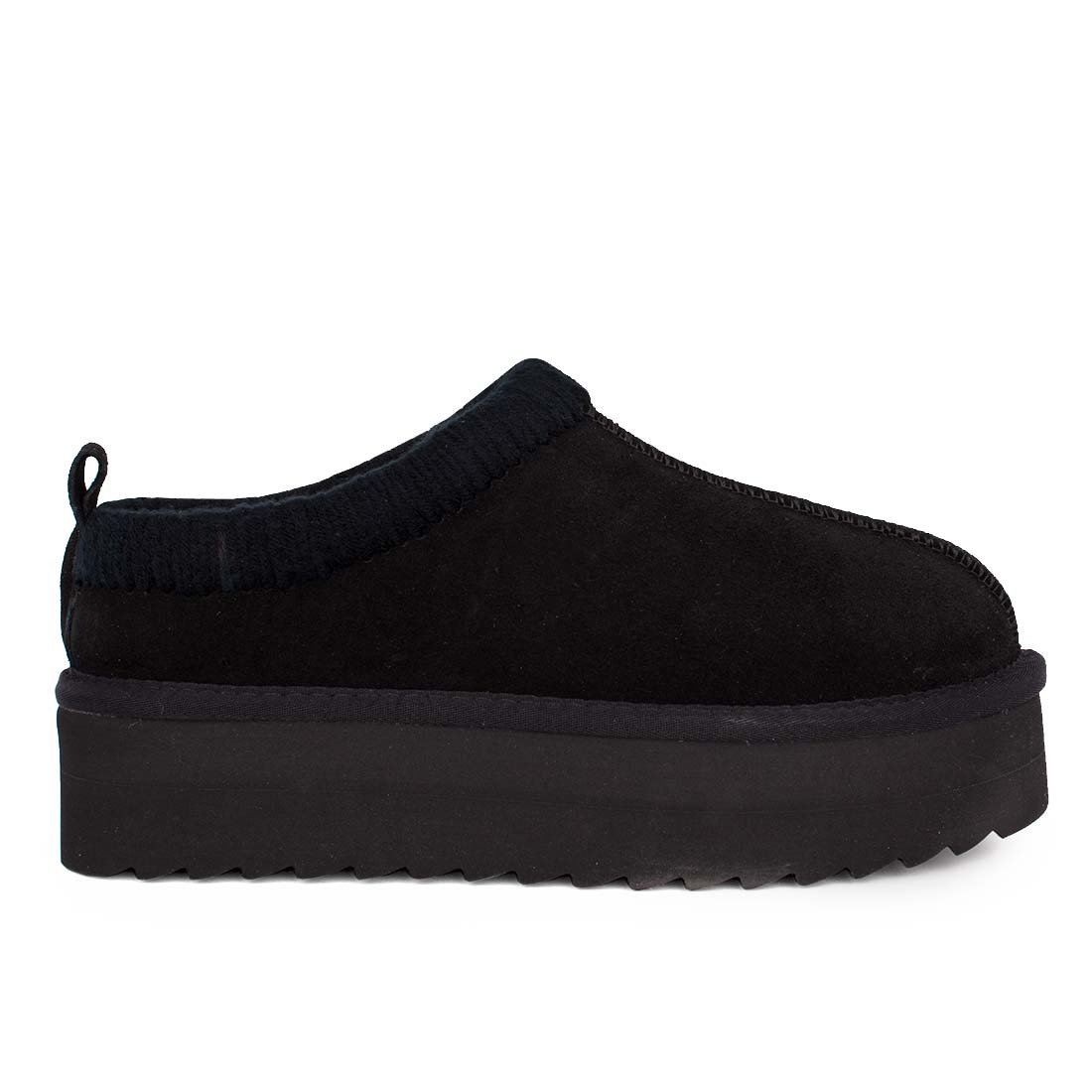 COLORS OF CALIFORNIA ΓΥΝΑΙΚΕΙΑ ΔΕΡΜΑΤΙΝΑ ΧΕΙΜΕΡΙΝΑ SLIPPERS YWPLA13 BLACK SUEDE