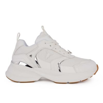 WINDSOR SMITH ΓΥΝΑΙΚΕΙΑ ΔΕΡΜΑΤΙΝΑ SNEAKERS KNOCKOUT MET WHITE/SILVER