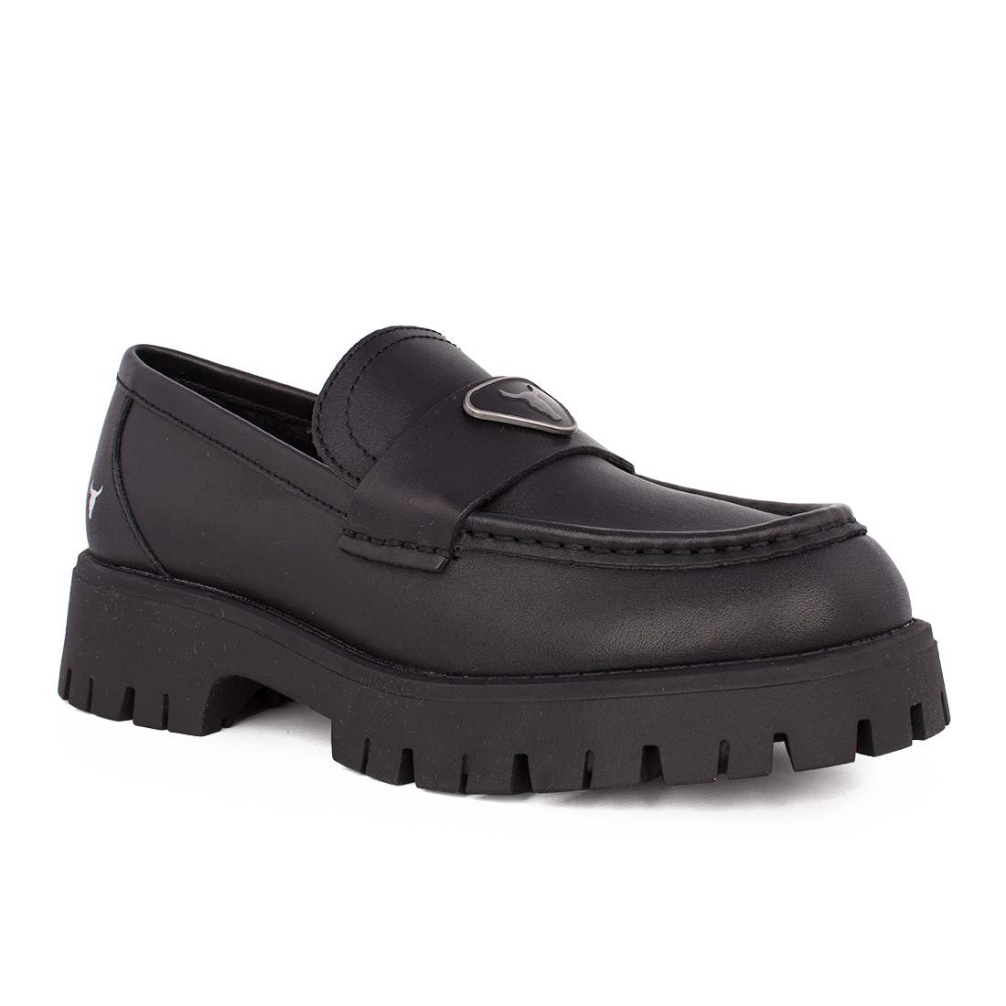 WINDSOR SMITH ΓΥΝΑΙΚΕΙΑ ΔΕΡΜΑΤΙΝΑ LOAFERS THRONE FLATS BLACK - Image 2