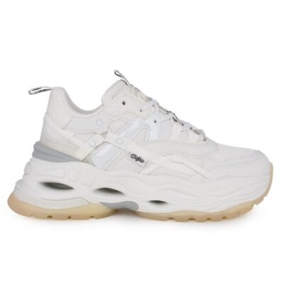 BUFFALO ΓΥΝΑΙΚΕΙΑ SNEAKERS TRIPLET HOLLOW WHITE VEGAN NAPPA