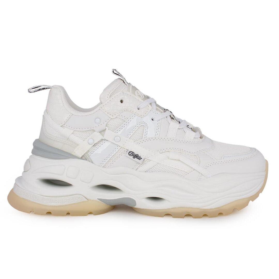 BUFFALO ΓΥΝΑΙΚΕΙΑ SNEAKERS TRIPLET HOLLOW WHITE VEGAN NAPPA