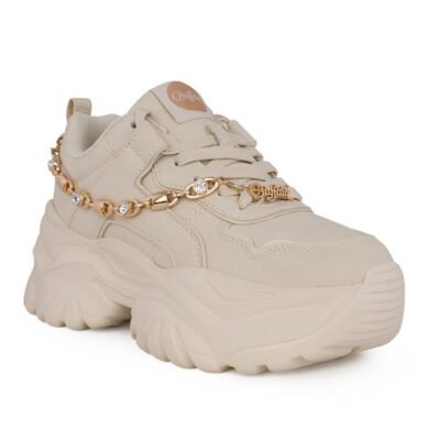 BUFFALO ΓΥΝΑΙΚΕΙΑ SNEAKERS BLISS CHAIN CREAM/GOLD VEGAN NAPPA - Image 2