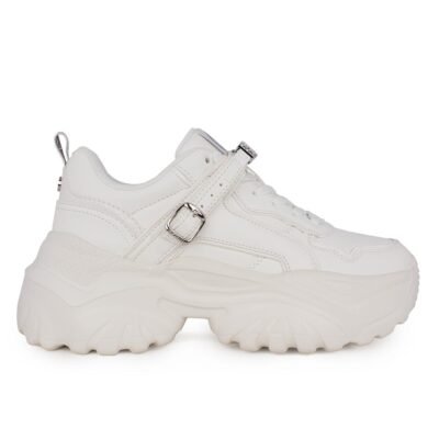 BUFFALO ΓΥΝΑΙΚΕΙΑ SNEAKERS BLISS GLAM WHITE/SILVER VEGAN NAPPA