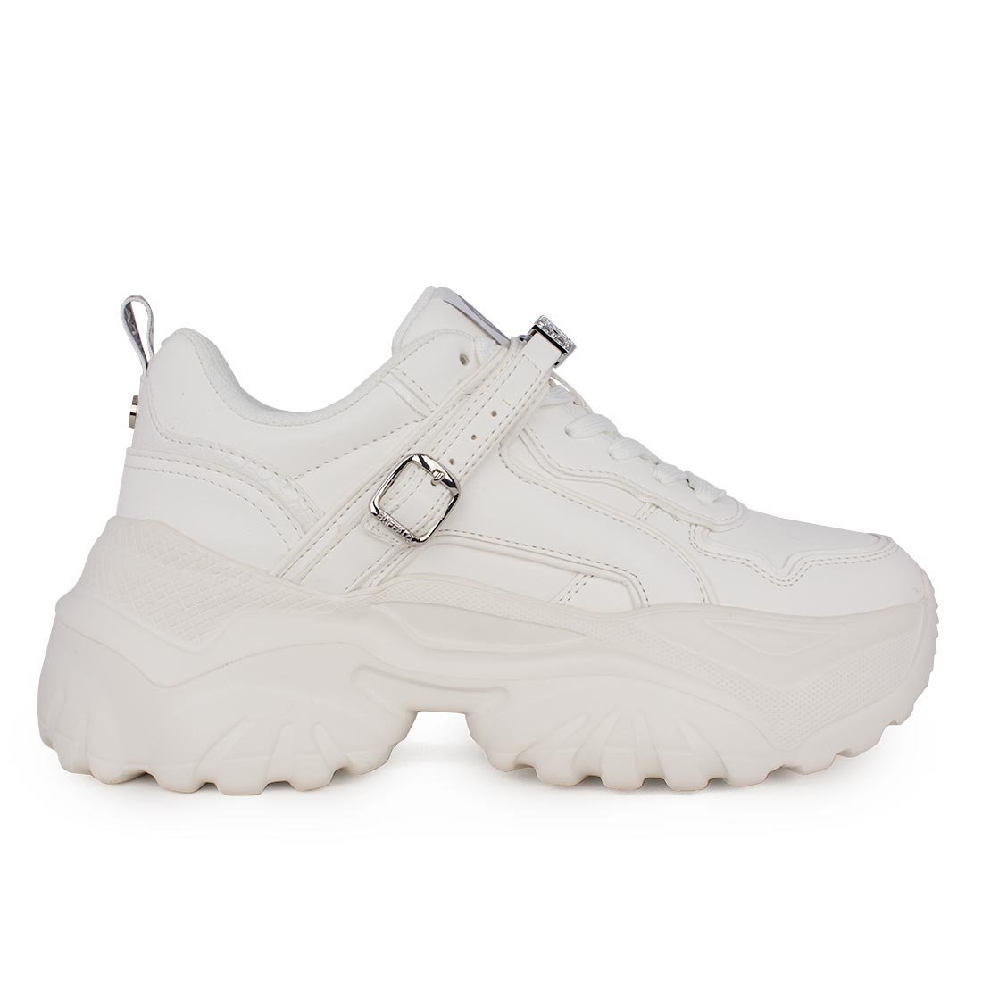 BUFFALO ΓΥΝΑΙΚΕΙΑ SNEAKERS BLISS GLAM WHITE/SILVER VEGAN NAPPA