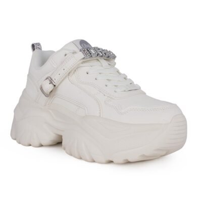 BUFFALO ΓΥΝΑΙΚΕΙΑ SNEAKERS BLISS GLAM WHITE/SILVER VEGAN NAPPA - Image 2