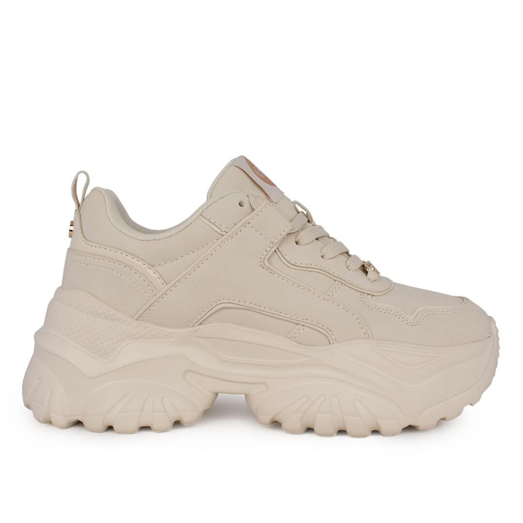 BUFFALO ΓΥΝΑΙΚΕΙΑ SNEAKERS BLISS CHAIN CREAM/GOLD VEGAN NAPPA