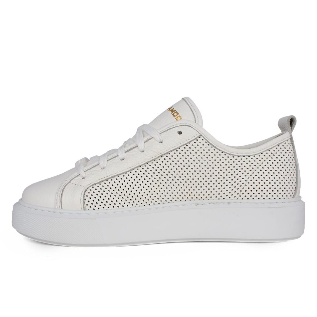PERLAMODA ΑΝΔΡΙΚΑ ΔΕΡΜΑΤΙΝΑ SNEAKERS 7101 F WHITE - Image 3
