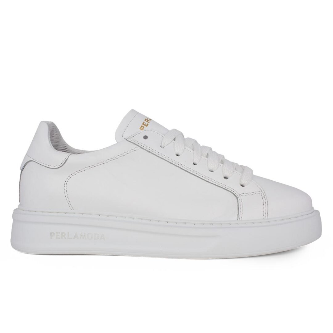 PERLAMODA ΑΝΔΡΙΚΑ ΔΕΡΜΑΤΙΝΑ SNEAKERS SN 18 WHITE