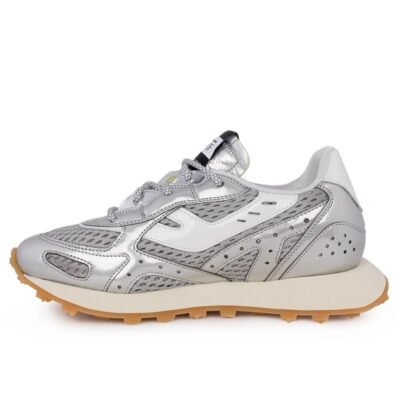 RUN OF ΓΥΝΑΙΚΕΙΑ SNEAKERS SATIN W TELA METAL SATIN ARGENTO 1 BASE NERA - Image 3