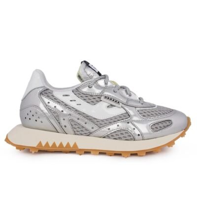 RUN OF ΓΥΝΑΙΚΕΙΑ SNEAKERS SATIN W TELA METAL SATIN ARGENTO 1 BASE NERA