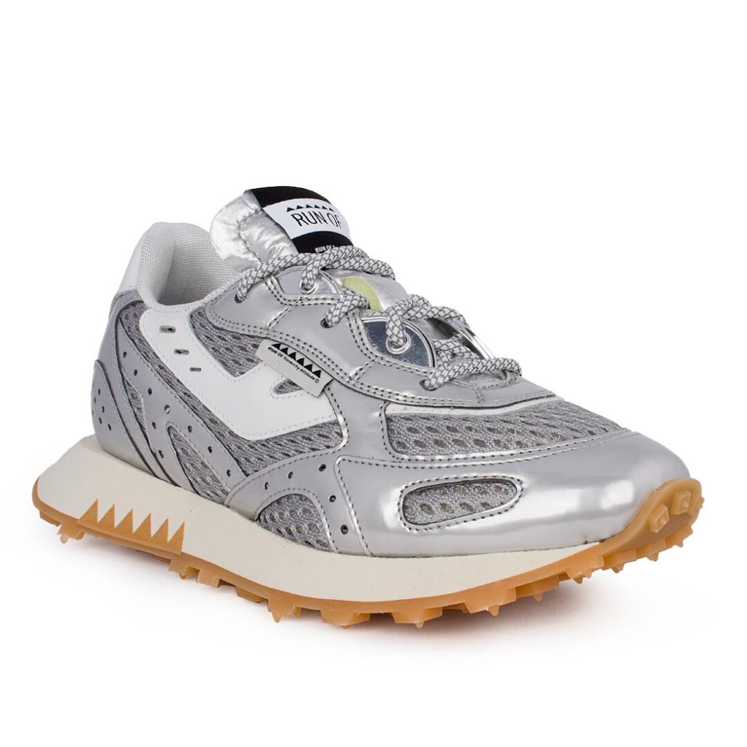RUN OF ΓΥΝΑΙΚΕΙΑ SNEAKERS SATIN W TELA METAL SATIN ARGENTO 1 BASE NERA - Image 2