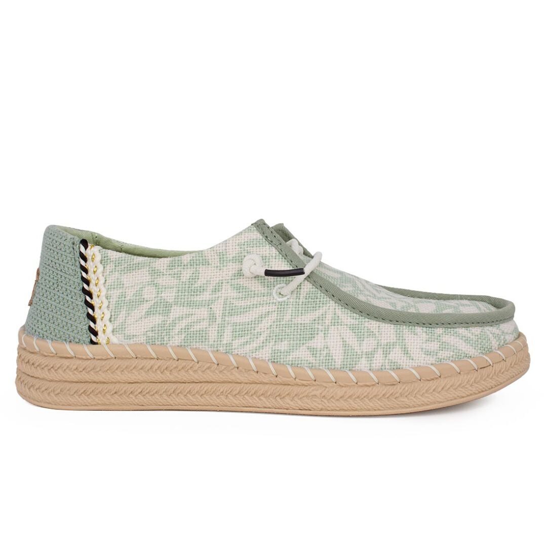 HEY DUDE ΓΥΝΑΙΚΕΙΑ ΠΑΝΙΝΑ ΜΟΚΑΣΙΝΙΑ WENDY ESPADRILLE RETRO PALM CELADON GREEN/WHITE