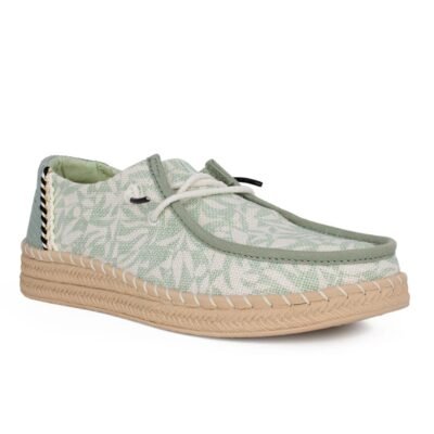 HEY DUDE ΓΥΝΑΙΚΕΙΑ ΠΑΝΙΝΑ ΜΟΚΑΣΙΝΙΑ WENDY ESPADRILLE RETRO PALM CELADON GREEN/WHITE - Image 2