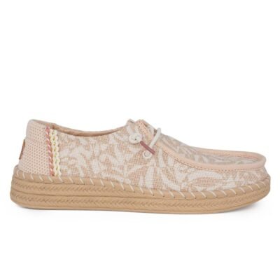 HEY DUDE ΓΥΝΑΙΚΕΙΑ ΠΑΝΙΝΑ ΜΟΚΑΣΙΝΙΑ WENDY ESPADRILLE RETRO PALM PALE PINK/WHITE