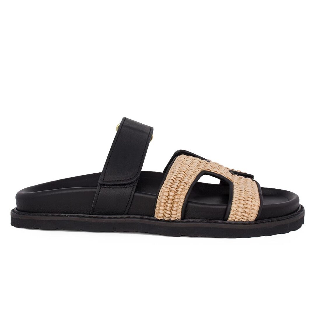 KOMIS & KOMIS ΓΥΝΑΙΚΕΙΕΣ ΔΕΡΜΑΤΙΝΕΣ FLAT ΠΑΝΤΟΦΛΕΣ C26 BLACK/NATURAL