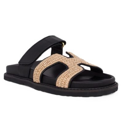 KOMIS & KOMIS ΓΥΝΑΙΚΕΙΕΣ ΔΕΡΜΑΤΙΝΕΣ FLAT ΠΑΝΤΟΦΛΕΣ C26 BLACK/NATURAL - Image 2