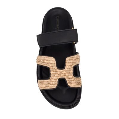 KOMIS & KOMIS ΓΥΝΑΙΚΕΙΕΣ ΔΕΡΜΑΤΙΝΕΣ FLAT ΠΑΝΤΟΦΛΕΣ C26 BLACK/NATURAL - Image 5