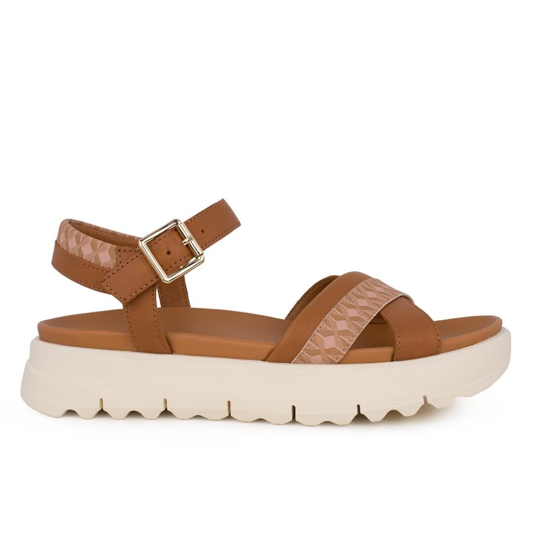 GEOX ΓΥΝΑΙΚΕΙΑ ΔΕΡΜΑΤΙΝΑ COMFORT ΠΕΔΙΛΑ D XAND 2.1S B CAMEL/NUDE