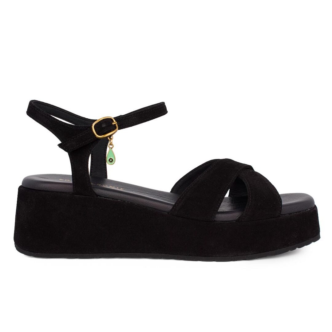 KOMIS & KOMIS ΓΥΝΑΙΚΕΙΑ ΔΕΡΜΑΤΙΝΑ FLATFORM ΠΕΔΙΛΑ C77 BLACK SUEDE