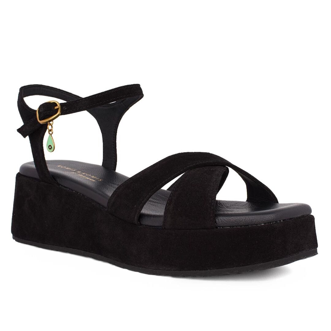 KOMIS & KOMIS ΓΥΝΑΙΚΕΙΑ ΔΕΡΜΑΤΙΝΑ FLATFORM ΠΕΔΙΛΑ C77 BLACK SUEDE - Image 2