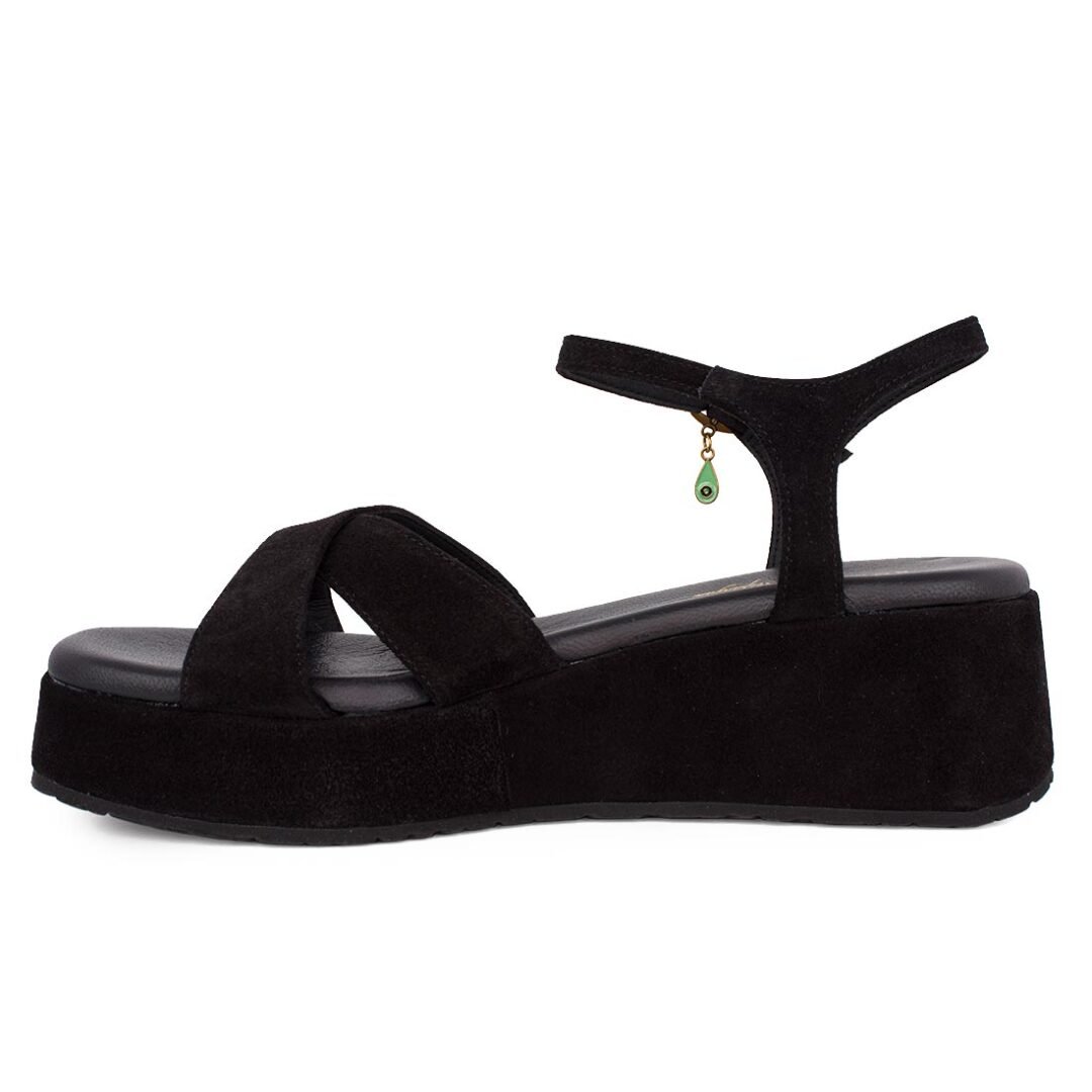 KOMIS & KOMIS ΓΥΝΑΙΚΕΙΑ ΔΕΡΜΑΤΙΝΑ FLATFORM ΠΕΔΙΛΑ C77 BLACK SUEDE - Image 3