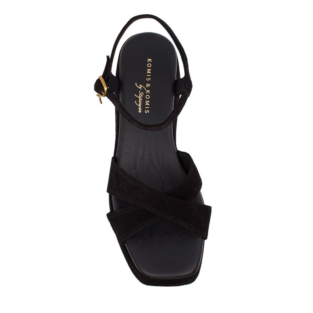 KOMIS & KOMIS ΓΥΝΑΙΚΕΙΑ ΔΕΡΜΑΤΙΝΑ FLATFORM ΠΕΔΙΛΑ C77 BLACK SUEDE - Image 5