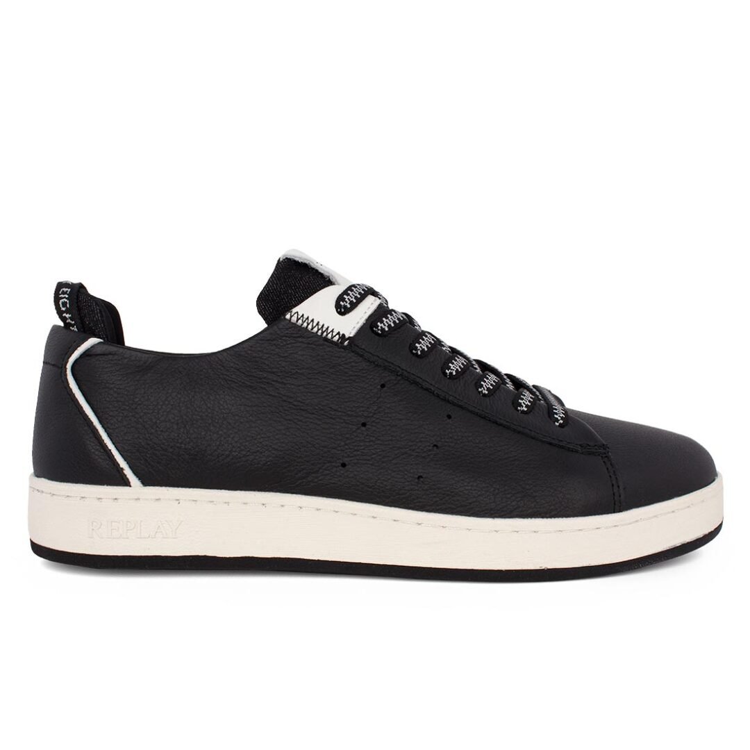 REPLAY ΑΝΔΡΙΚΑ ΔΕΡΜΑΤΙΝΑ SNEAKERS SMASH PORT RZ3B0024L 0008 BLACK WHITE