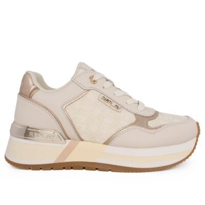 REPLAY ΓΥΝΑΙΚΕΙΑ SNEAKERS MENNET ALLOVER 2 RSA50012T 2256 OFF WHITE PLATINUM