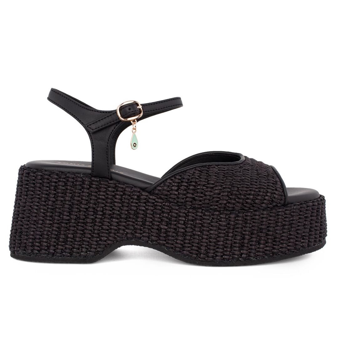 KOMIS & KOMIS ΓΥΝΑΙΚΕΙΑ ΠΕΔΙΛΑ C202 BLACK RAFFIA