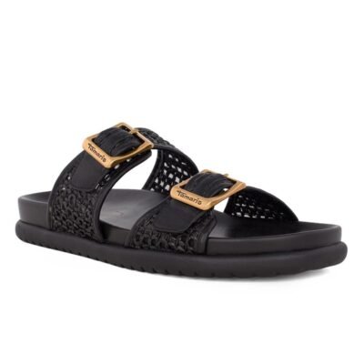 TAMARIS ΓΥΝΑΙΚΕΙΕΣ ΔΕΡΜΑΤΙΝΕΣ FLAT ΠΑΝΤΟΦΛΕΣ 1-27418-44 001 BLACK - Image 2