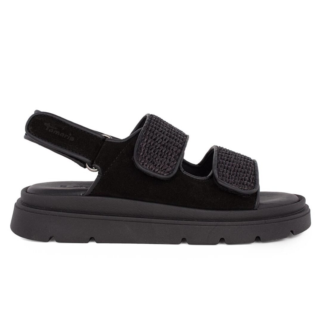 TAMARIS ΓΥΝΑΙΚΕΙΑ ΔΕΡΜΑΤΙΝΑ ΠΕΔΙΛΑ ΜΕ ΨΑΘΑ 1-28234-44 098 BLACK COMB