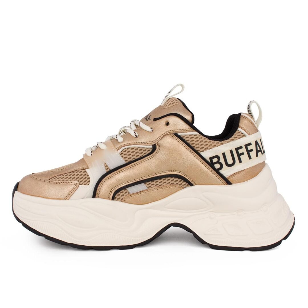 BUFFALO ΓΥΝΑΙΚΕΙΑ SNEAKERS YUNO CREAM/GOLD/BLACK VEGAN NAPPA - Image 4