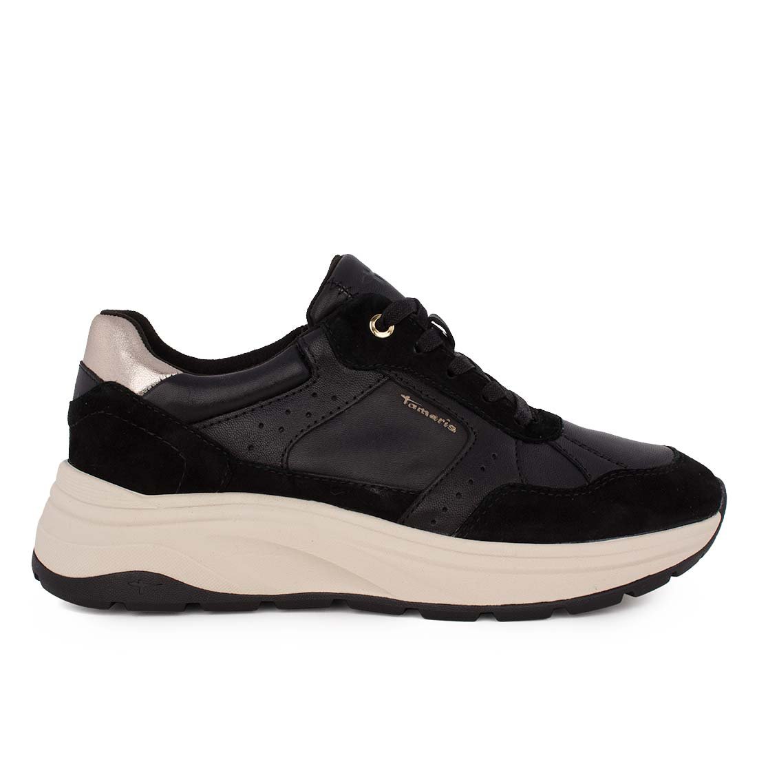 TAMARIS ΓΥΝΑΙΚΕΙΑ ΔΕΡΜΑΤΙΝΑ SNEAKERS 1-23772-45 098 BLACK
