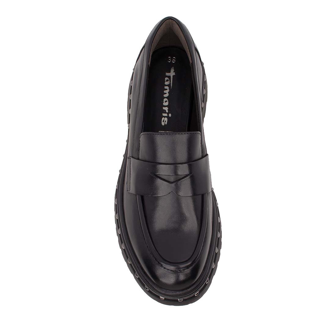 TAMARIS ΓΥΝΑΙΚΕΙΑ ΔΕΡΜΑΤΙΝΑ LOAFERS 1-24767-45 001 BLACK - Image 5