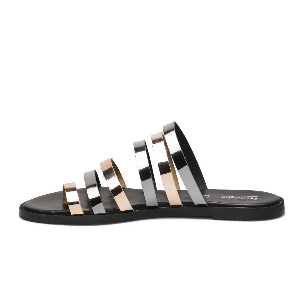 FARDOULIS ΓΥΝΑΙΚΕΙΑ ΔΕΡΜΑΤΙΝΑ FLAT ΣΑΝΔΑΛΙΑ ΣΧ. 246 ΜΑΥΡΑ/ΜΠΡΟΝΖΕ - Image 3