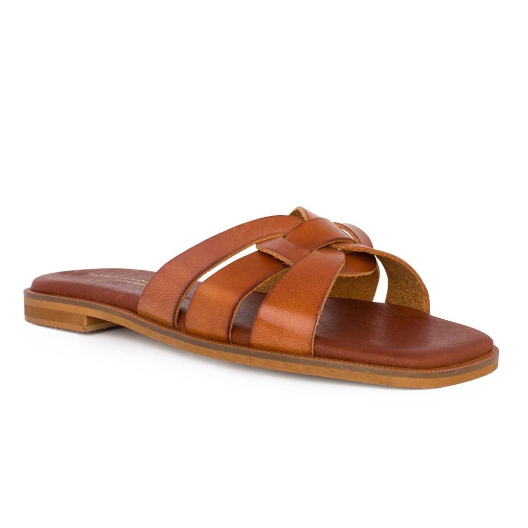 KOMIS & KOMIS ΓΥΝΑΙΚΕΙΕΣ ΔΕΡΜΑΤΙΝΕΣ FLAT ΠΑΝΤΟΦΛΕΣ C901 COGNAC - Image 2