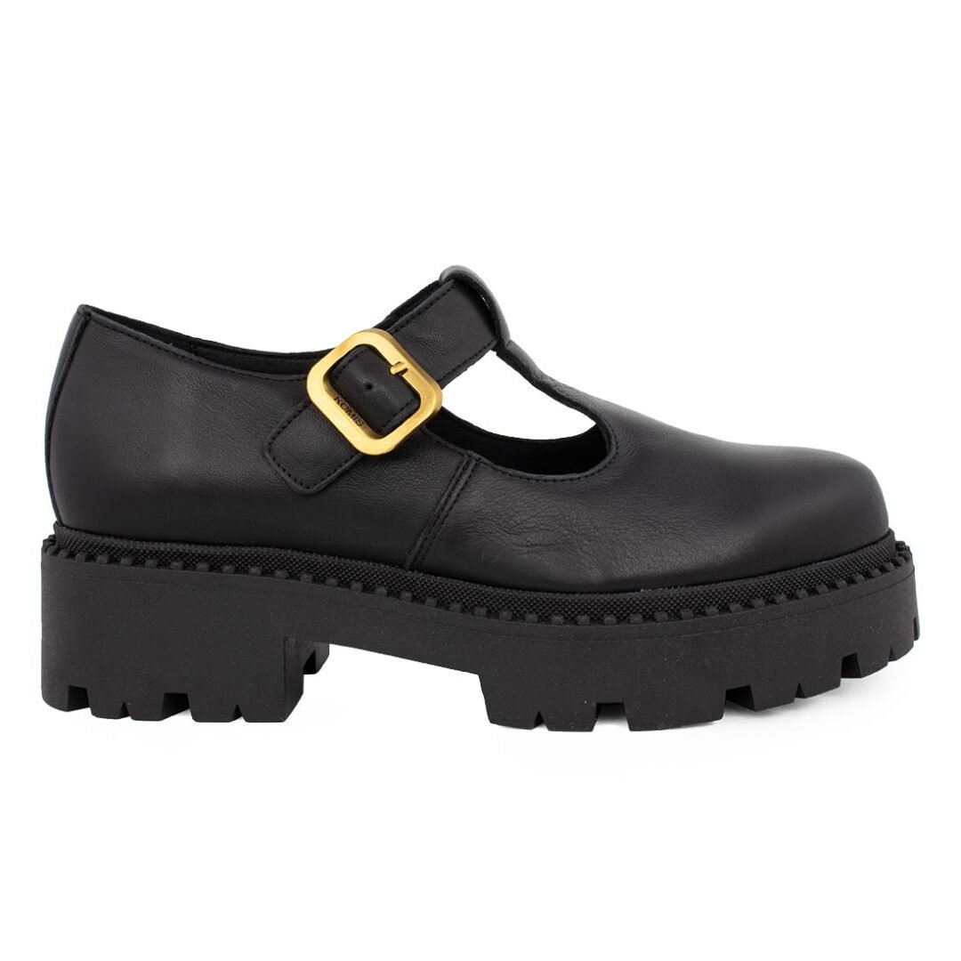 KOMIS & KOMIS ΓΥΝΑΙΚΕΙΑ ΔΕΡΜΑΤΙΝΑ LOAFERS A100 ΜΑΥΡΑ