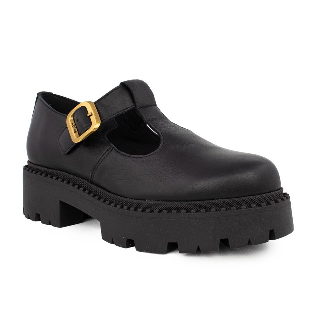 KOMIS & KOMIS ΓΥΝΑΙΚΕΙΑ ΔΕΡΜΑΤΙΝΑ LOAFERS A100 ΜΑΥΡΑ - Image 2