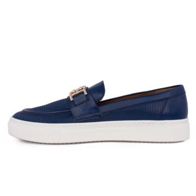 BOSS SHOES ΓΥΝΑΙΚΕΙΑ ΔΕΡΜΑΤΙΝΑ LOAFERS ZWCH256 BLUE - Image 3