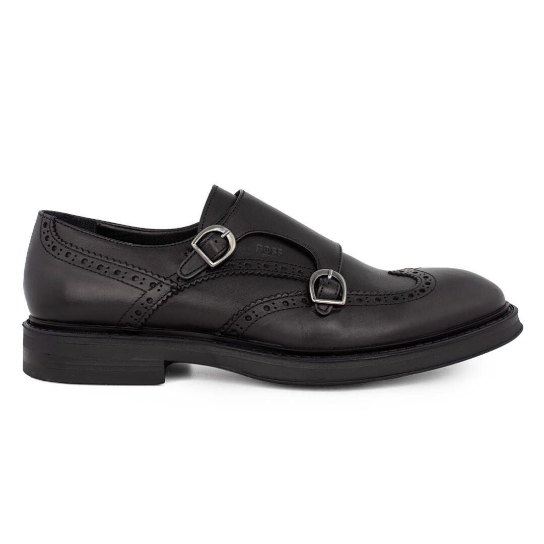 BOSS SHOES ΑΝΔΡΙΚΑ ΔΕΡΜΑΤΙΝΑ MONK STRAP LOAFERS X7261 BLACK