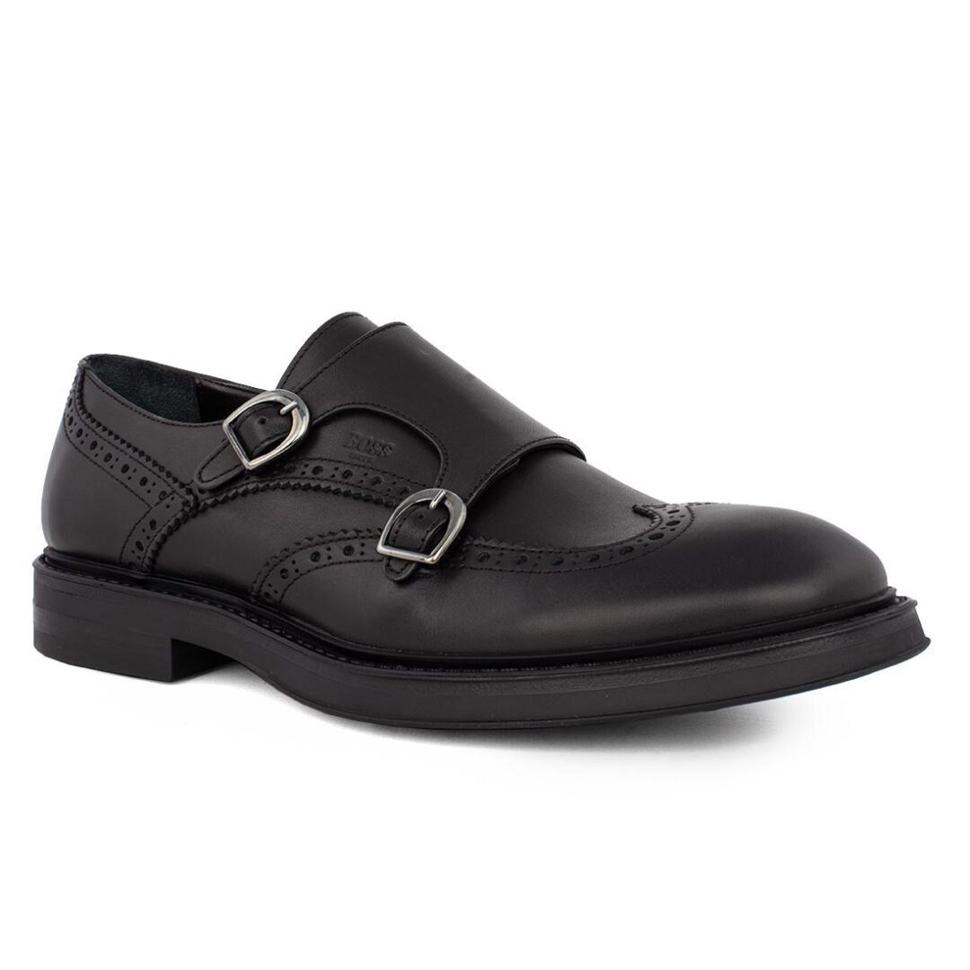 BOSS SHOES ΑΝΔΡΙΚΑ ΔΕΡΜΑΤΙΝΑ MONK STRAP LOAFERS X7261 BLACK - Image 2