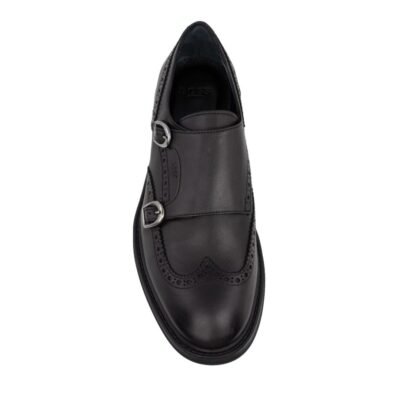 BOSS SHOES ΑΝΔΡΙΚΑ ΔΕΡΜΑΤΙΝΑ MONK STRAP LOAFERS X7261 BLACK - Image 5