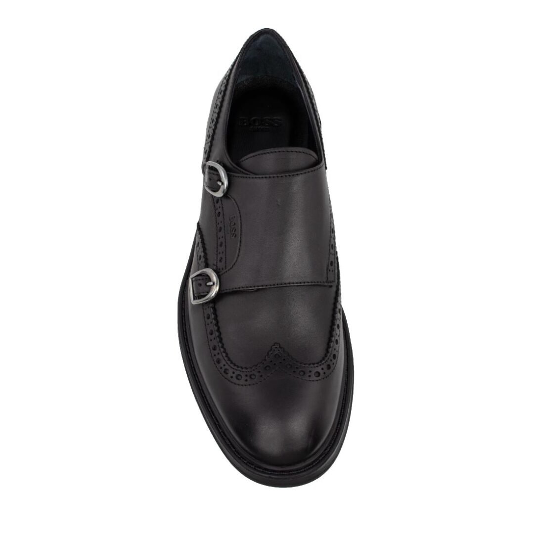 BOSS SHOES ΑΝΔΡΙΚΑ ΔΕΡΜΑΤΙΝΑ MONK STRAP LOAFERS X7261 BLACK - Image 5