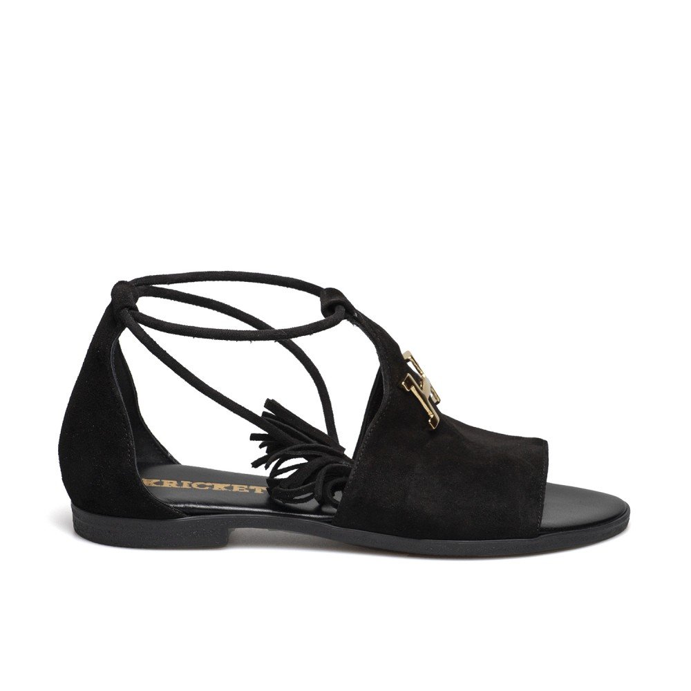 KRICKET ΓΥΝΑΙΚΕΙΑ ΔΕΡΜΑΤΙΝΑ FLAT ΣΑΝΔΑΛΙΑ 20225 ΜΑΥΡΑ