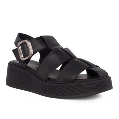 KOMIS & KOMIS ΓΥΝΑΙΚΕΙΑ ΔΕΡΜΑΤΙΝΑ FLATFORM ΠΕΔΙΛΑ B98 BLACK - Image 2