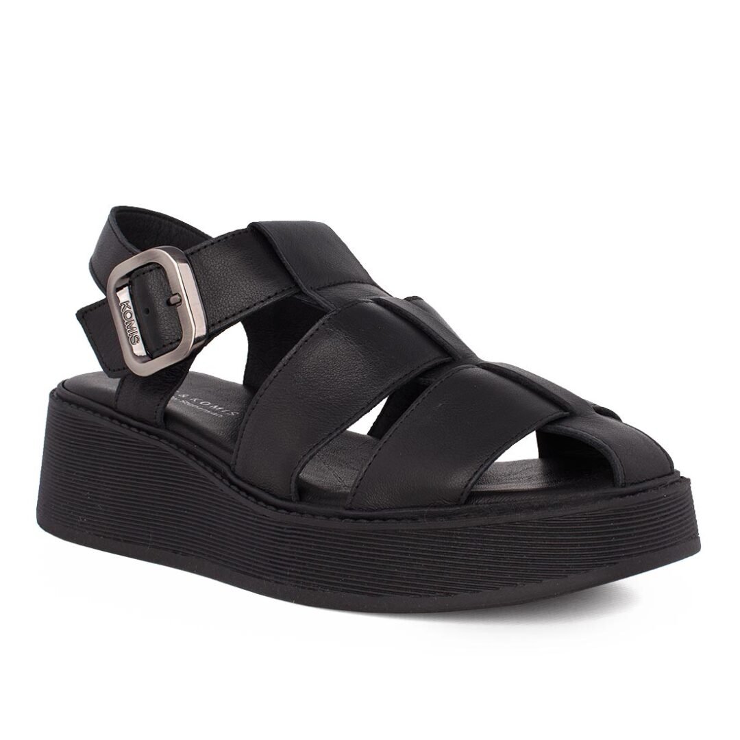 KOMIS & KOMIS ΓΥΝΑΙΚΕΙΑ ΔΕΡΜΑΤΙΝΑ FLATFORM ΠΕΔΙΛΑ B98 BLACK - Image 2